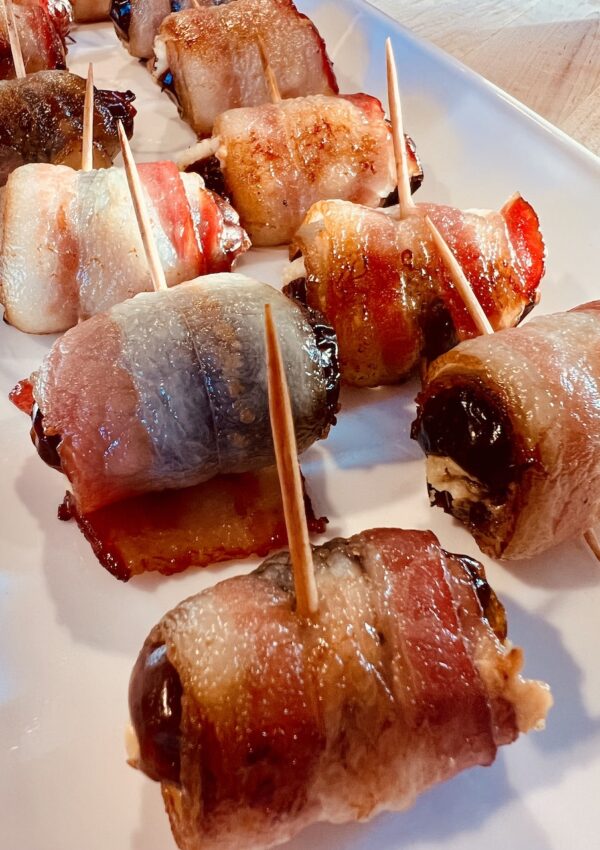 Bacon Wrapped Dates With Boursin Cheese
