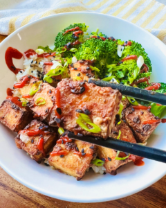 Air Fryer Tofu (with Kinder’s Teriyaki Sauce)