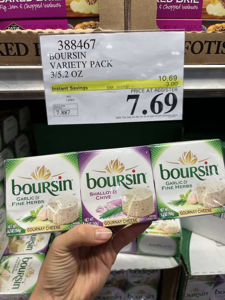 Boursin cheese variety packs on sale at Costco