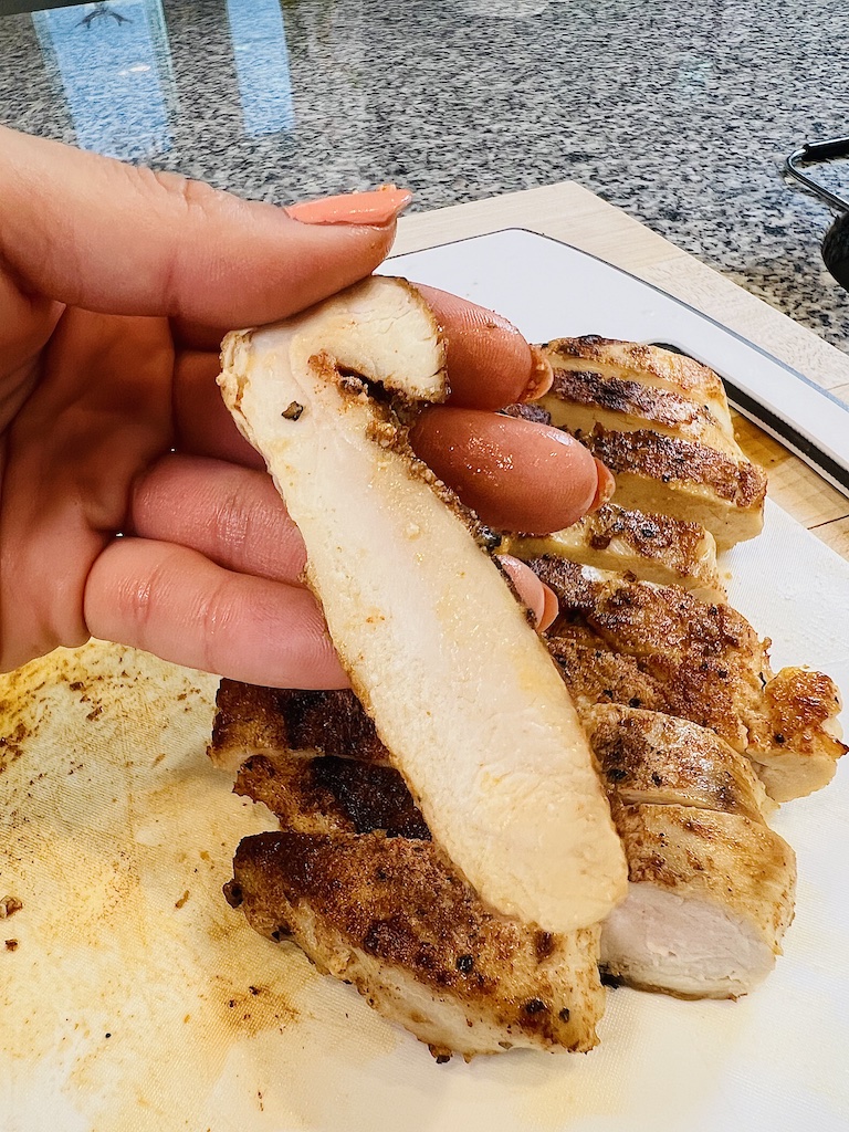 Cooked sliced chicken breast