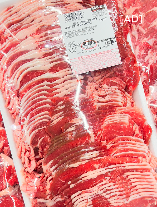 Costco thinly sliced beef loin