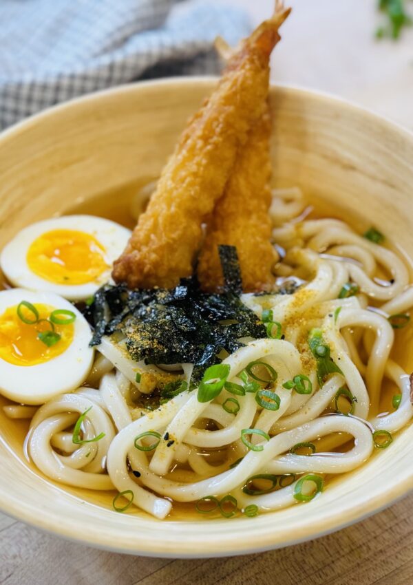 Udon Noodle Soup with Costco Shrimp Tempura