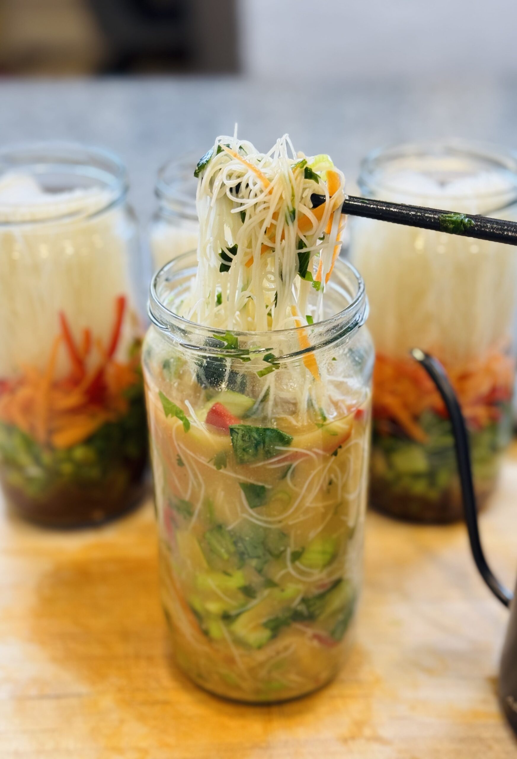 meal prep soup jars done with chopsticks