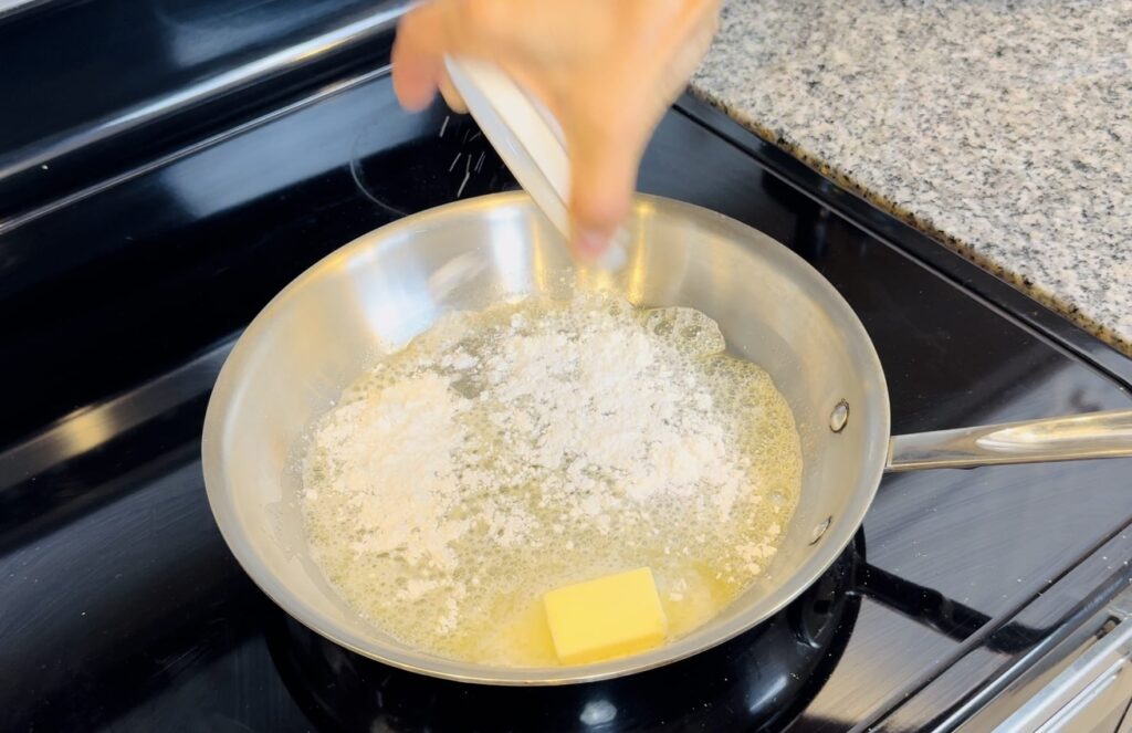 pan with butter and flour
