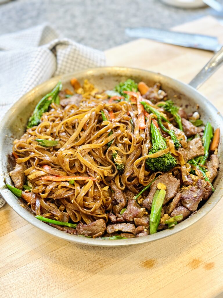 Thai Stir-Fried Noodles cooked in pan