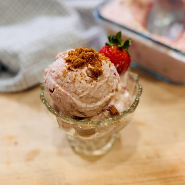Strawberry Biscoff Cottage Cheese Ice Cream