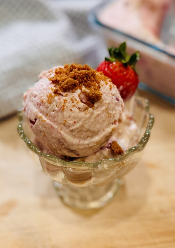 Strawberry Biscoff Cottage Cheese Ice Cream