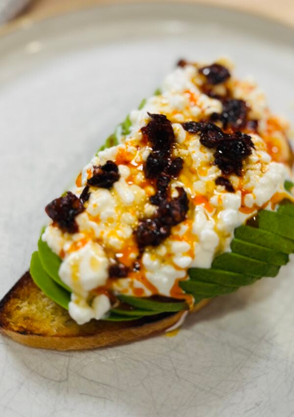 Cottage Cheese Toast with Chili Oil and Honey